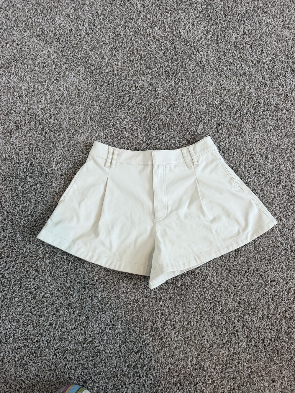 Free People Cream High-Rise Pleated Bermuda Shorts